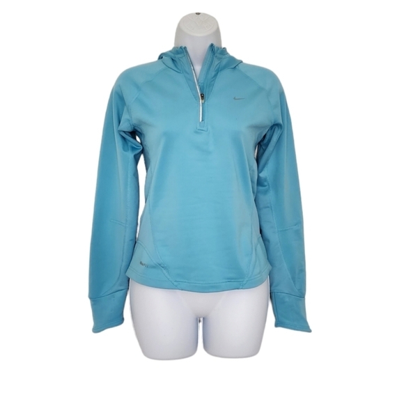 Nike FITDRY Womens Fleece Lined Hooded 1/4 Zip Running Scuba Jacket XS. - Picture 1 of 11